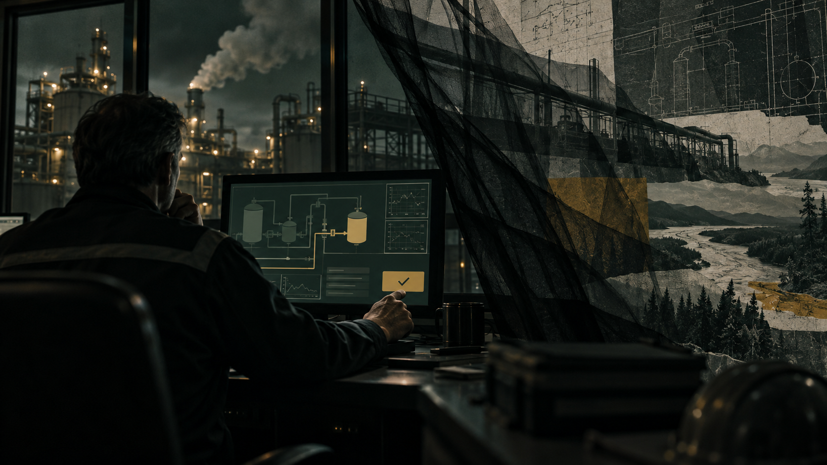 A manager approving a decision while its consequences disappear behind an opaque layer